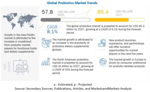 プロバイオティクス市場 : 製品タイプ (機能性食品および飲料、栄養補助食品、飼料)、成分 (細菌、酵母)、エンドユーザー (人間、動物)、流通チャネル、地域別 - 2027 年までの世界予測