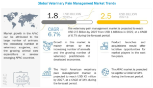 Veterinary Pain Management Market by Product (Drug (NSAIDs, Opioids), Route of Administration (Oral, Parenteral), Device (Laser)), Application (Joint Pain, Cancer), Animal (Companion and Livestock), End User (Hospital, Pharmacy) - Global Forecast to 2027